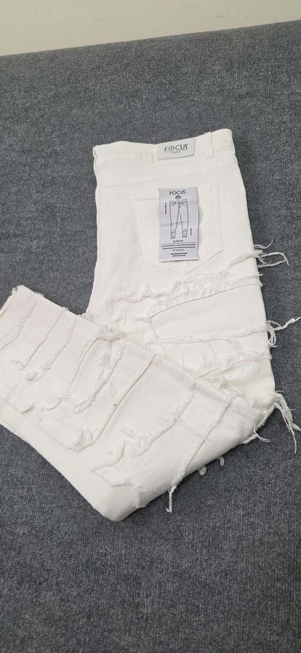 Focus Jeans Men's Distressed White Denim Jeans Size 42
